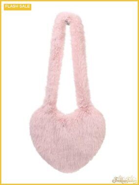 Faux Fur Heart Shaped Shoulder Bag Crossbody Tote Purse Fluffy Winter Handbag